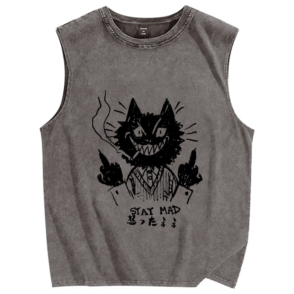 Stay Mad Vintage Distressed Washed Tank Top