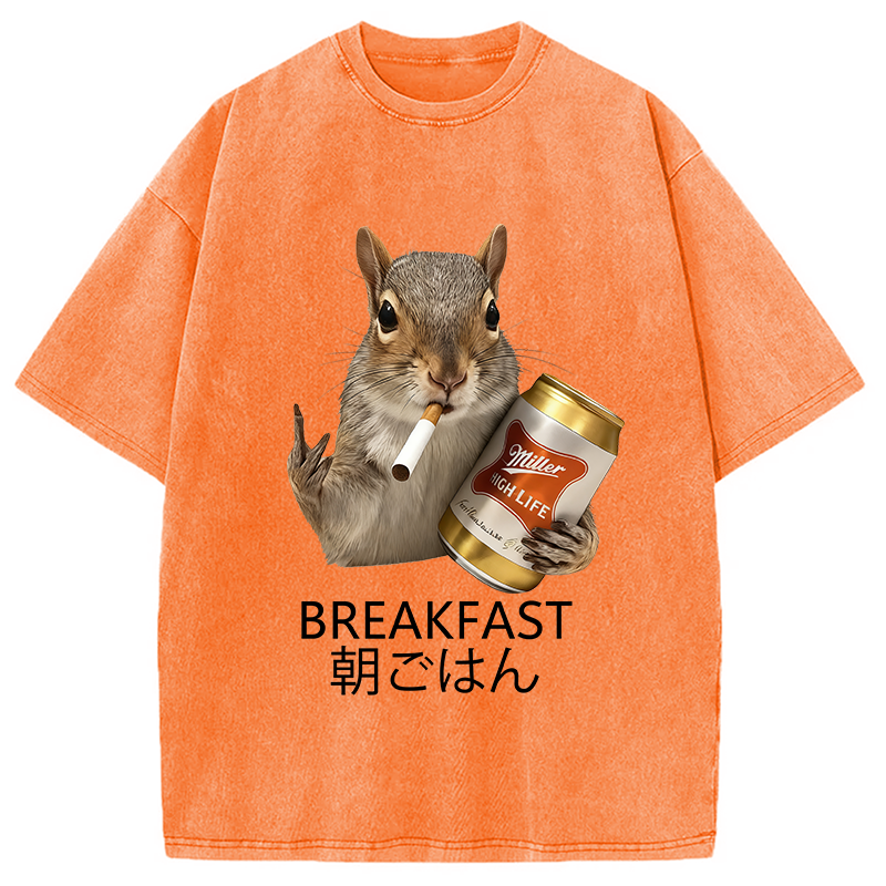 Funny Breakfast Washed T-Shirt