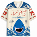 Jaws Style Retro Shark Graphic Jersey Shirts