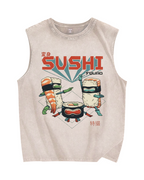 Masked Sushi Vintage Distressed Washed Tank Top