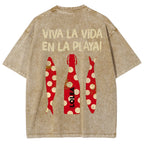 Polka Dot Fish Washed Vintage Short Sleeves T-Shirt