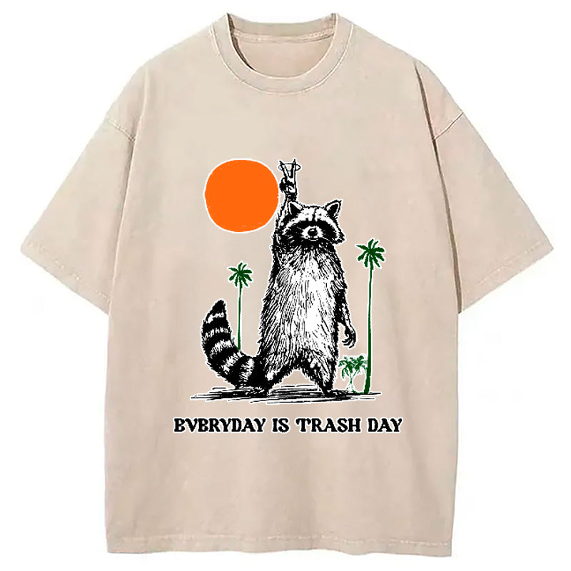 Everyday Is Trash Day Raccoon Washed T-Shirt
