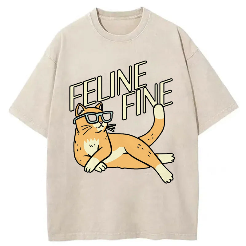 Feline Fine Washed T-Shirt
