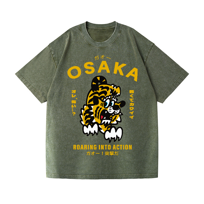 Osaka Tiger Vintage Wash Japanese Design T-Shirt