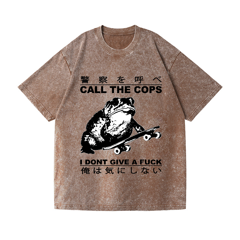 Frog Cops Vintage Wash Japanese Design T-Shirt