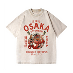 Osaka Dotonbori Drunken Octopus Vintage Wash Japanese Design T-Shirt