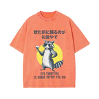 Raccoon Vintage Wash Japanese Design T-Shirt