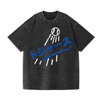 Dream Dodgers Baseball Vintage Wash Japanese Design T-Shirt