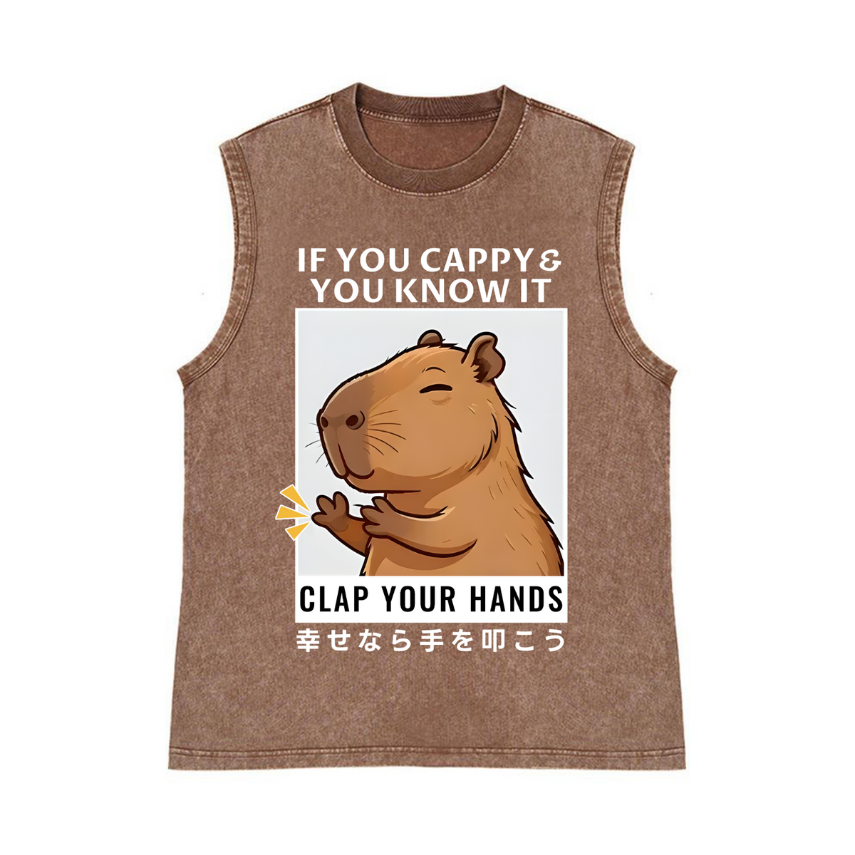 Capybara Pure Cotton Wash-Dyed Sleeveless Tank Top