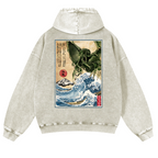 Octopus Ukiyoe Vintage Washed Cotton Back Art Hoodie