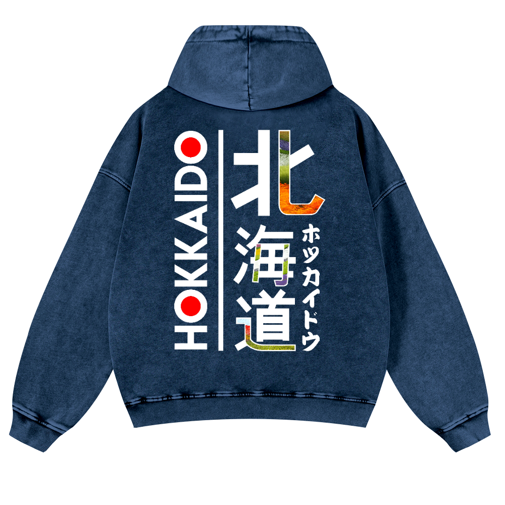 Hokkaido Vintage Washed Cotton Back Art Hoodie