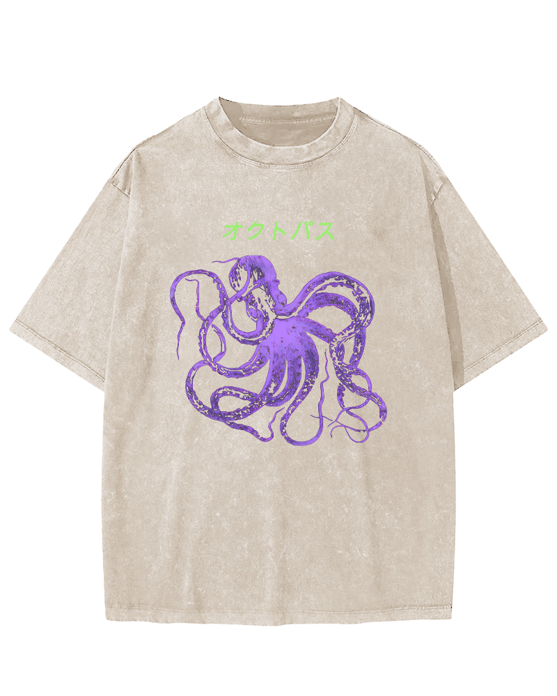 Japanese Octopus Vintage Washed T-shirt