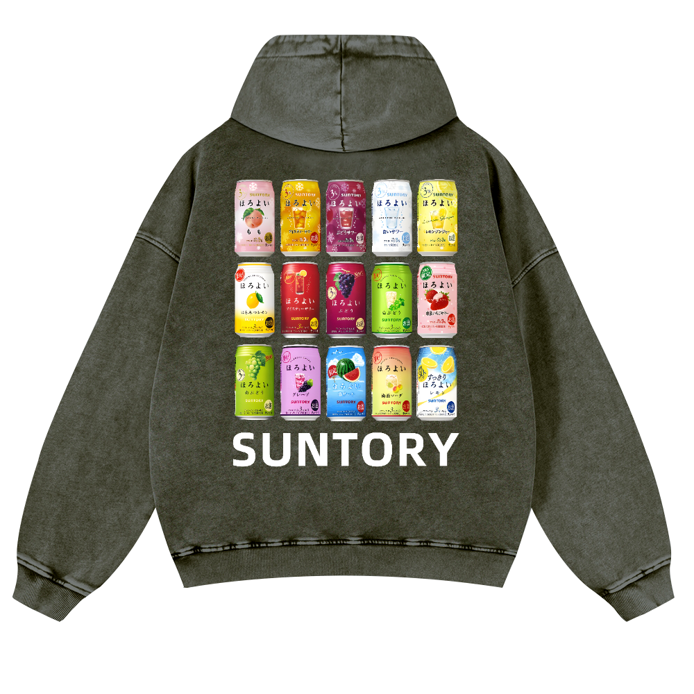 Suntory Vintage Washed Cotton Back Art Hoodie