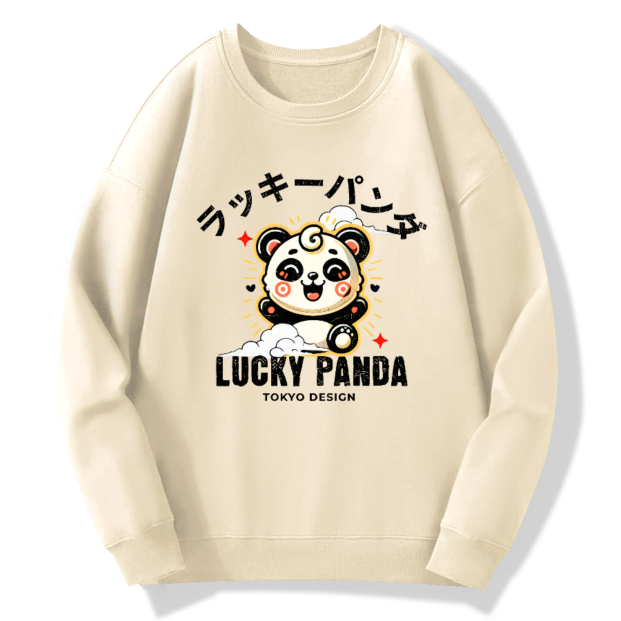 Lucky Panda Cotton Pullover Sweatshirt