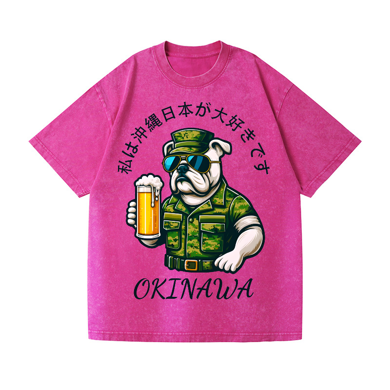 Okinawa Dog Vintage Wash Japanese Design T-Shirt