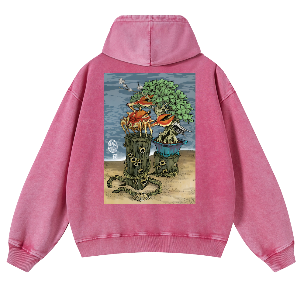 Bonsai Vintage Washed Cotton Back Art Hoodie