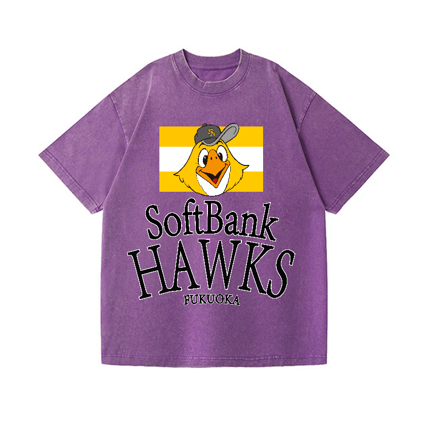 Fukuoka SoftBank Hawks Baseball Vintage Wash Japanese Design T-Shirt