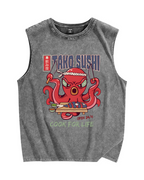 Tako Sushi Octopus Vintage Distressed Washed Tank Top