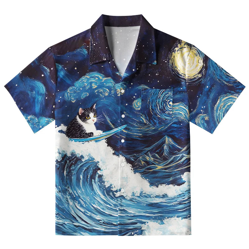 The Great Wave Off Cat Aloha Hawaiian Shirt
