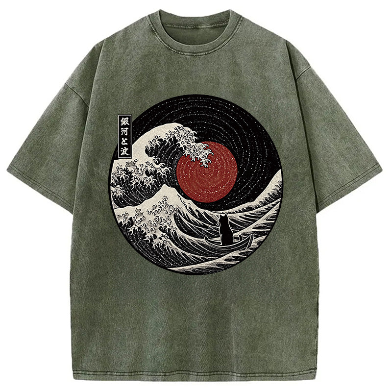 The Solitary Wanderer Cat Washed T-Shirt