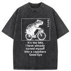 Funny Capybara Riding A Bicycle Washed T-Shirt