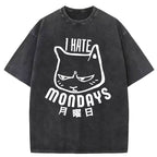 Cat Hate Monday Washed T-Shirt