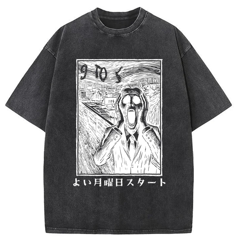 Office Worker The Scream Washed T-Shirt
