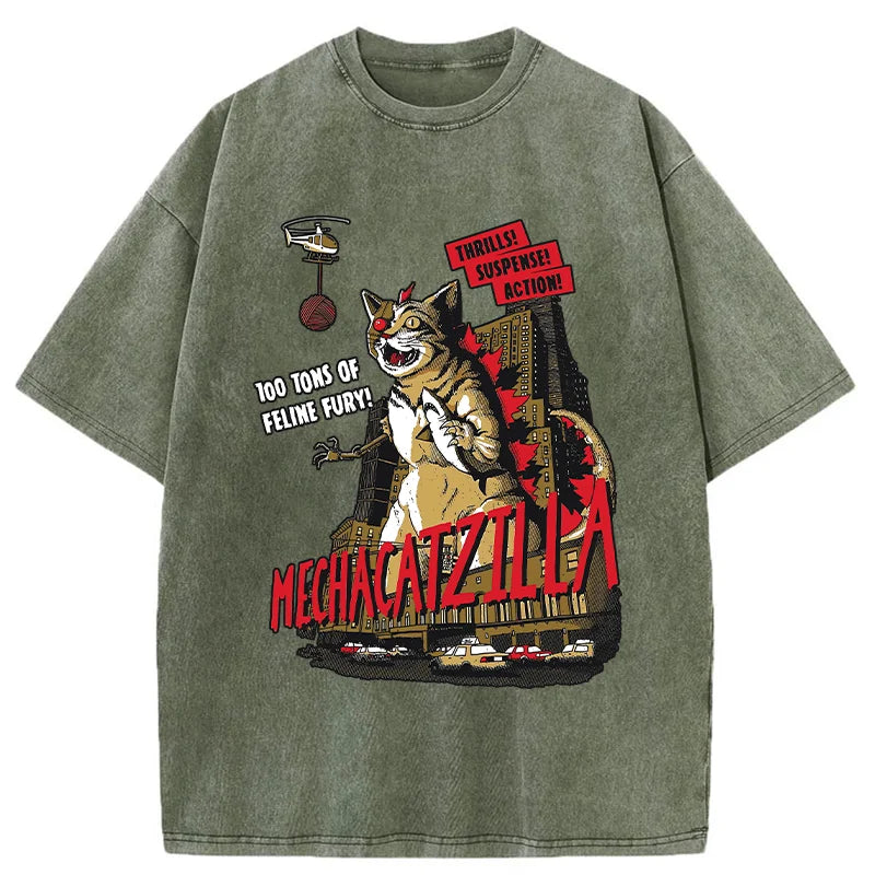 MechaCatzilla Washed T-Shirt
