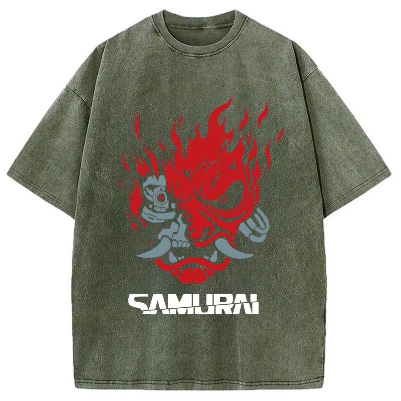Vintage Samurai Retro Japanese Washed T-Shirt