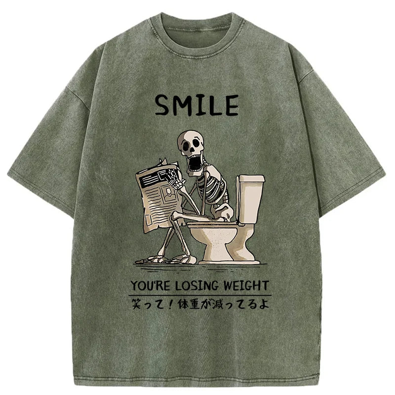 Skeleton Losing Weight Washed T-Shirt