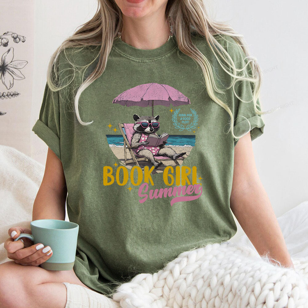 Book Girl Summer Unisex Washed T-shirt
