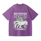 Angry Cat Washed T-Shirt