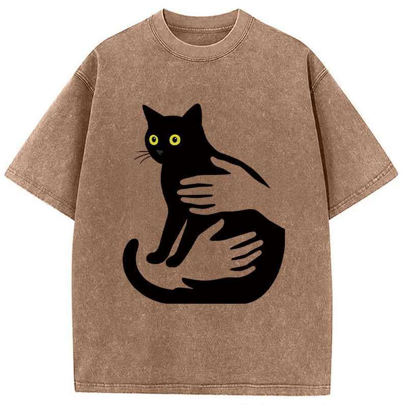 Hug A Black Cat Washed T-Shirt
