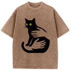 Hug A Black Cat Washed T-Shirt