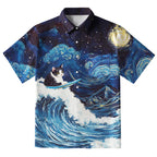 The Great Wave Off Cat Button-up Shirt