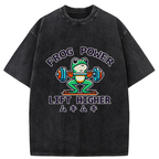 Muscular Weightlifting Frog Washed T-Shirt