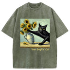 Van Gogh's Naughty Cat Washed T-Shirt