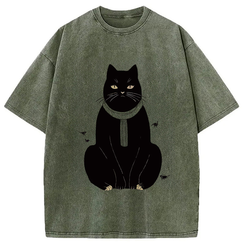 Japanese Cat With Scarf Washed T-Shirt