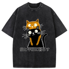 Live Peacefully With Cats Washed T-Shirt