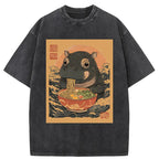 Moo Deng Eat Ramen Washed T-Shirt