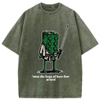 Funny Building Blocks Samurai Washed T-Shirt