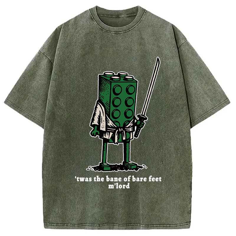Funny Building Blocks Samurai Washed T-Shirt