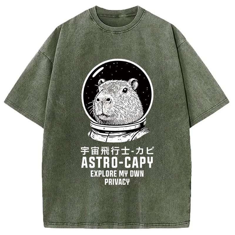 Astronaut Capybara Washed T-Shirt