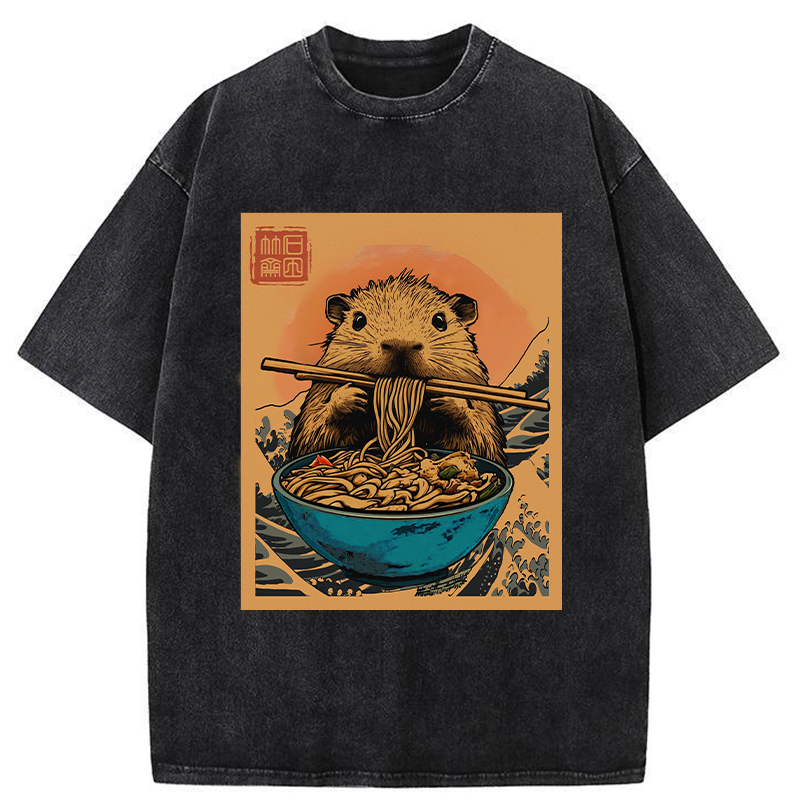 Opossum Eats Ramen Washed T-Shirt