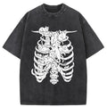 Cat Lying On The Skeleton Washed T-Shirt