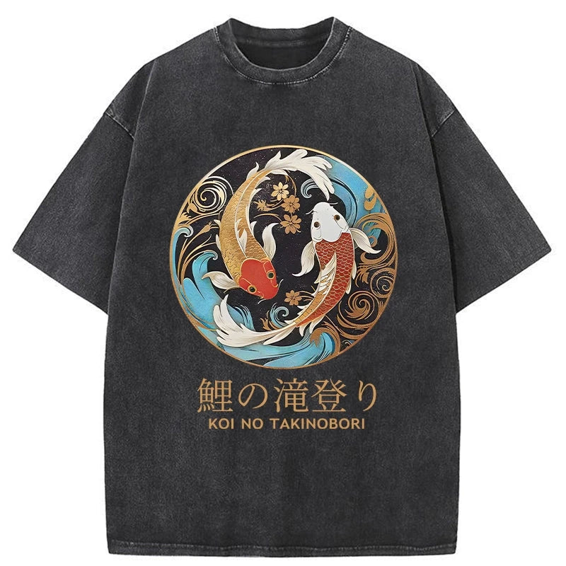 Two Koi Carps Washed T-Shirt