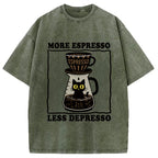 Cats And Coffee Washed T-Shirt