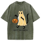 Halloween Cat Soul Washed T-Shirt
