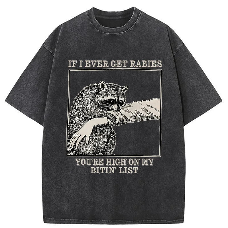Unisex Raccoon Bites Washed T-Shirt