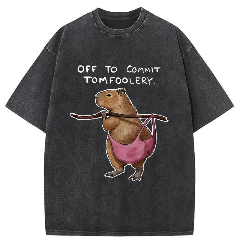 Unisex Capybaras That Do Bad Things Washed T-Shirt